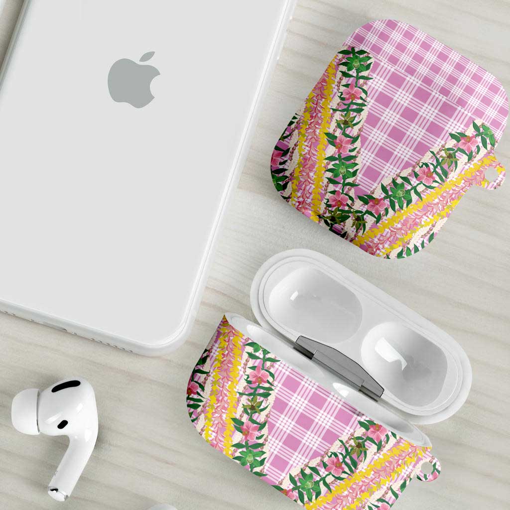Hawaii Pikake Lokelani Plumeria Lei AirPods Case Pink Palaka Motifs