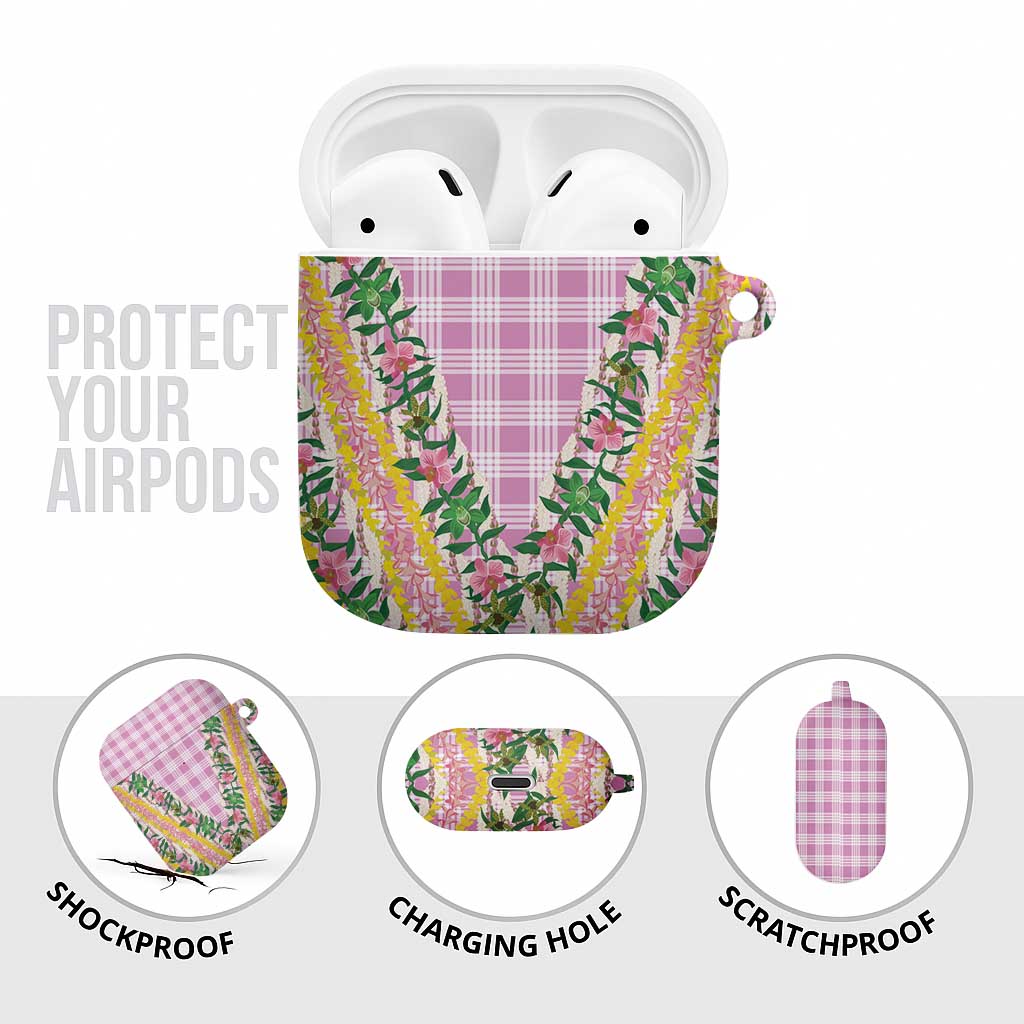 Hawaii Pikake Lokelani Plumeria Lei AirPods Case Pink Palaka Motifs