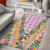 Hawaii Pikake Lokelani Plumeria Lei Area Rug Pink Palaka Motifs