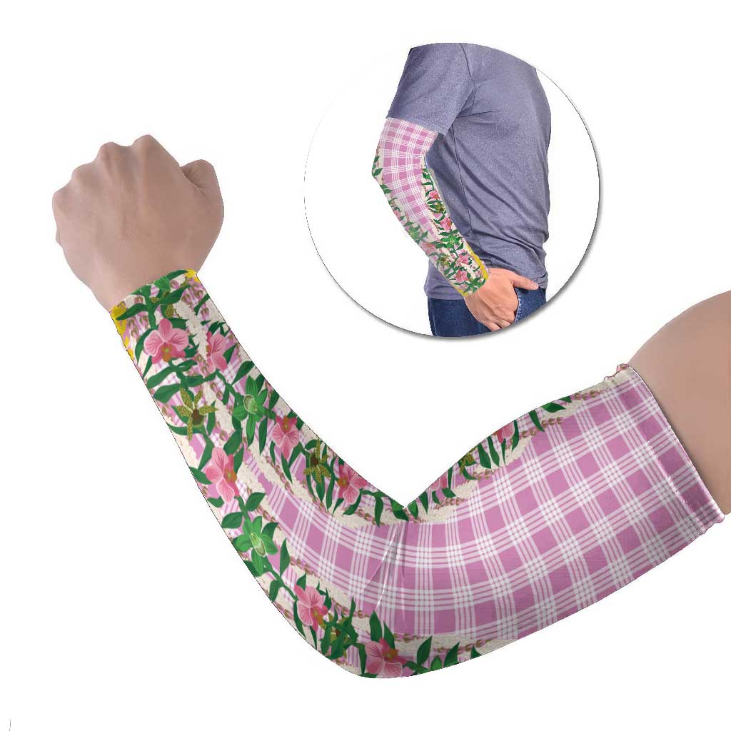 Hawaii Pikake Lokelani Plumeria Lei Arm Sleeves Pink Palaka Motifs