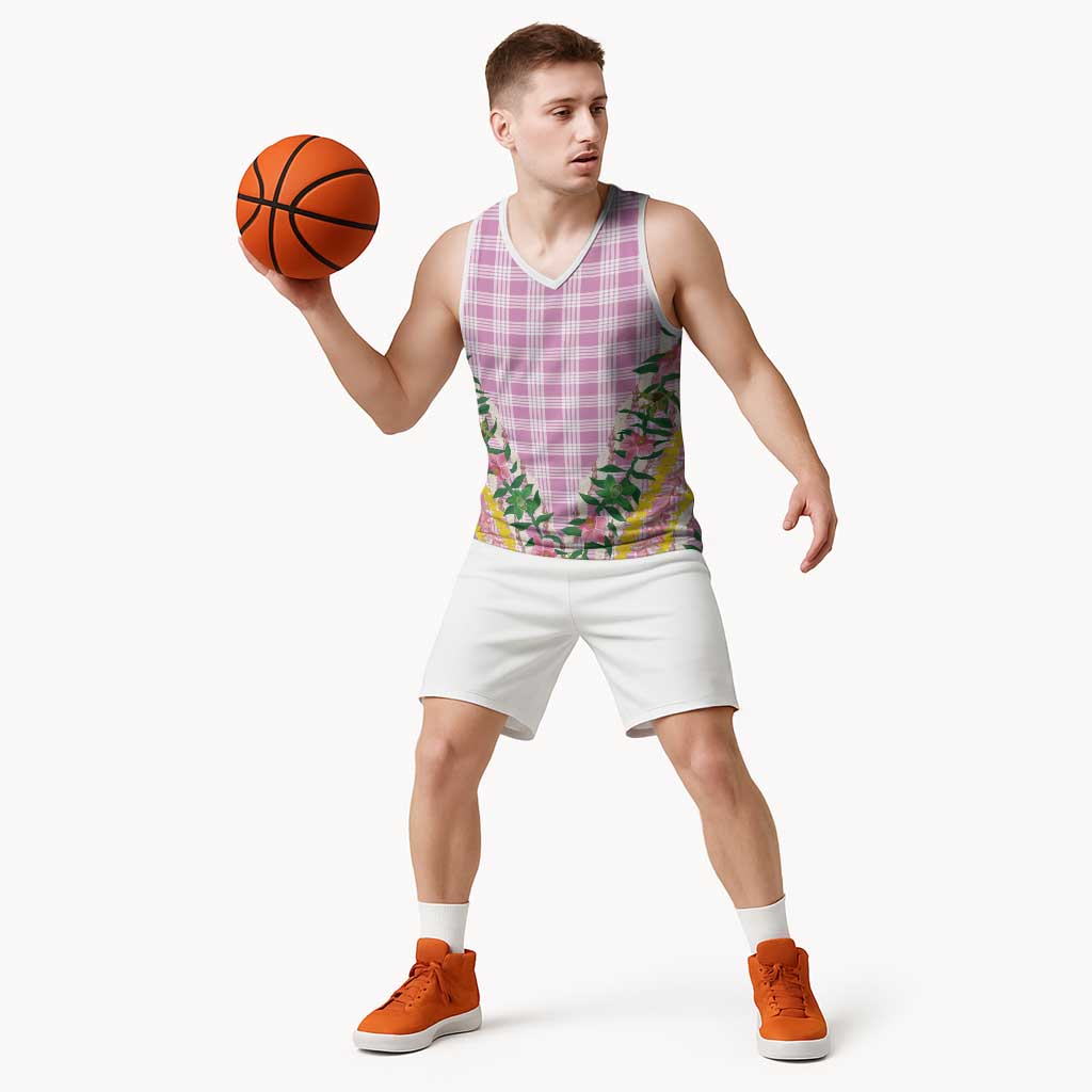 Hawaii Pikake Lokelani Plumeria Lei Basketball Jersey Pink Palaka Motifs