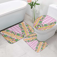 Hawaii Pikake Lokelani Plumeria Lei Bathroom Set Pink Palaka Motifs