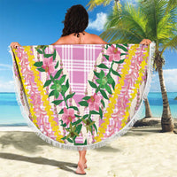 Hawaii Pikake Lokelani Plumeria Lei Beach Blanket Pink Palaka Motifs