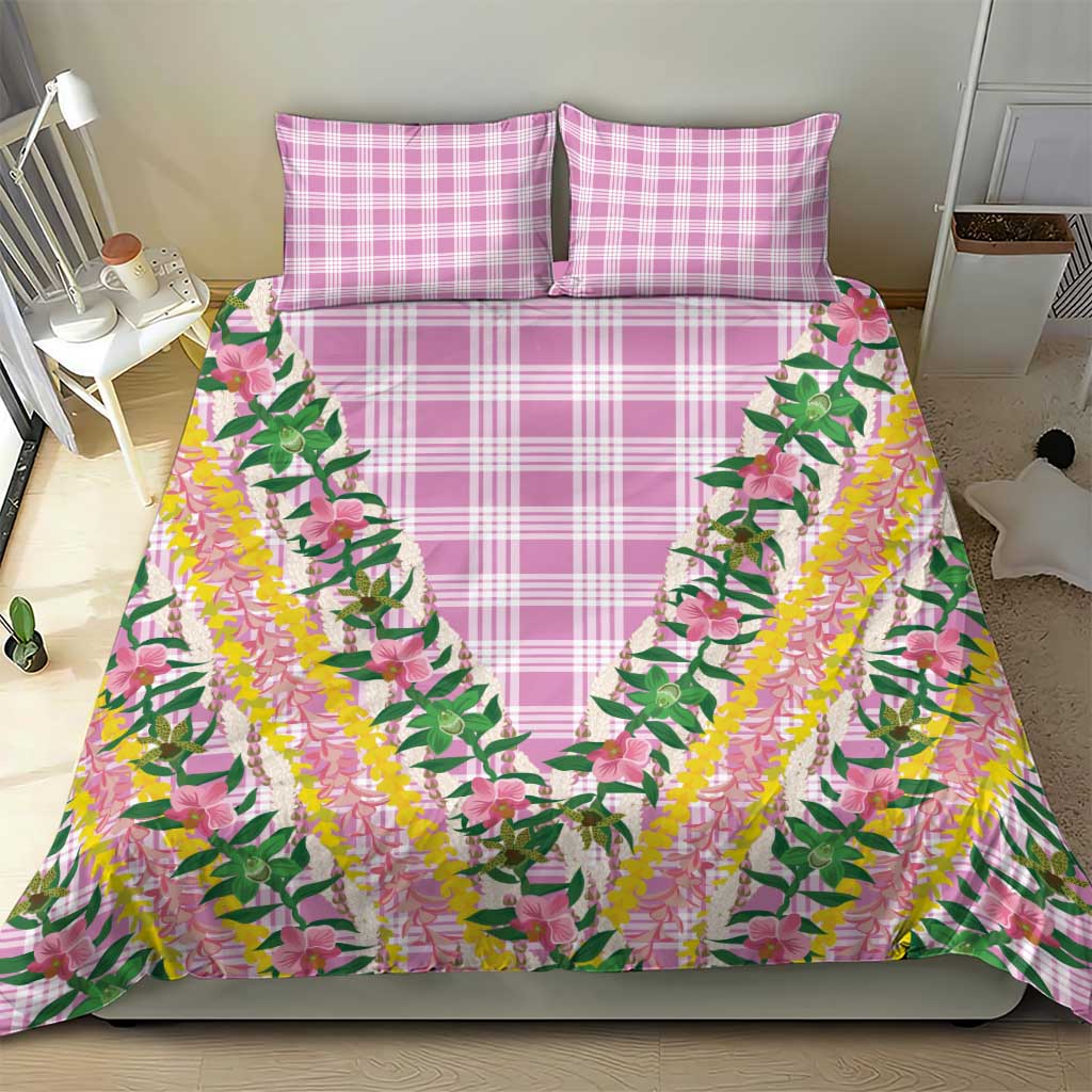 Hawaii Pikake Lokelani Plumeria Lei Bedding Set Pink Palaka Motifs