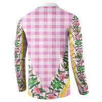 Hawaii Pikake Lokelani Plumeria Lei Button Sweatshirt Pink Palaka Motifs