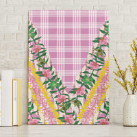 Hawaii Pikake Lokelani Plumeria Lei Canvas Wall Art Pink Palaka Motifs