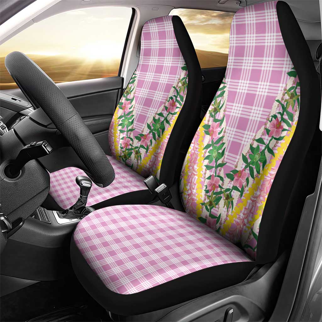 Hawaii Pikake Lokelani Plumeria Lei Car Seat Cover Pink Palaka Motifs