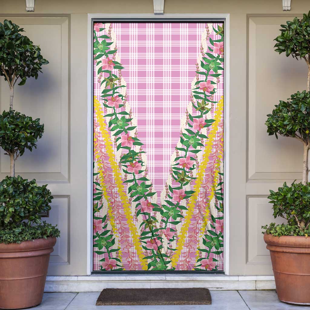 Hawaii Pikake Lokelani Plumeria Lei Door Cover Pink Palaka Motifs