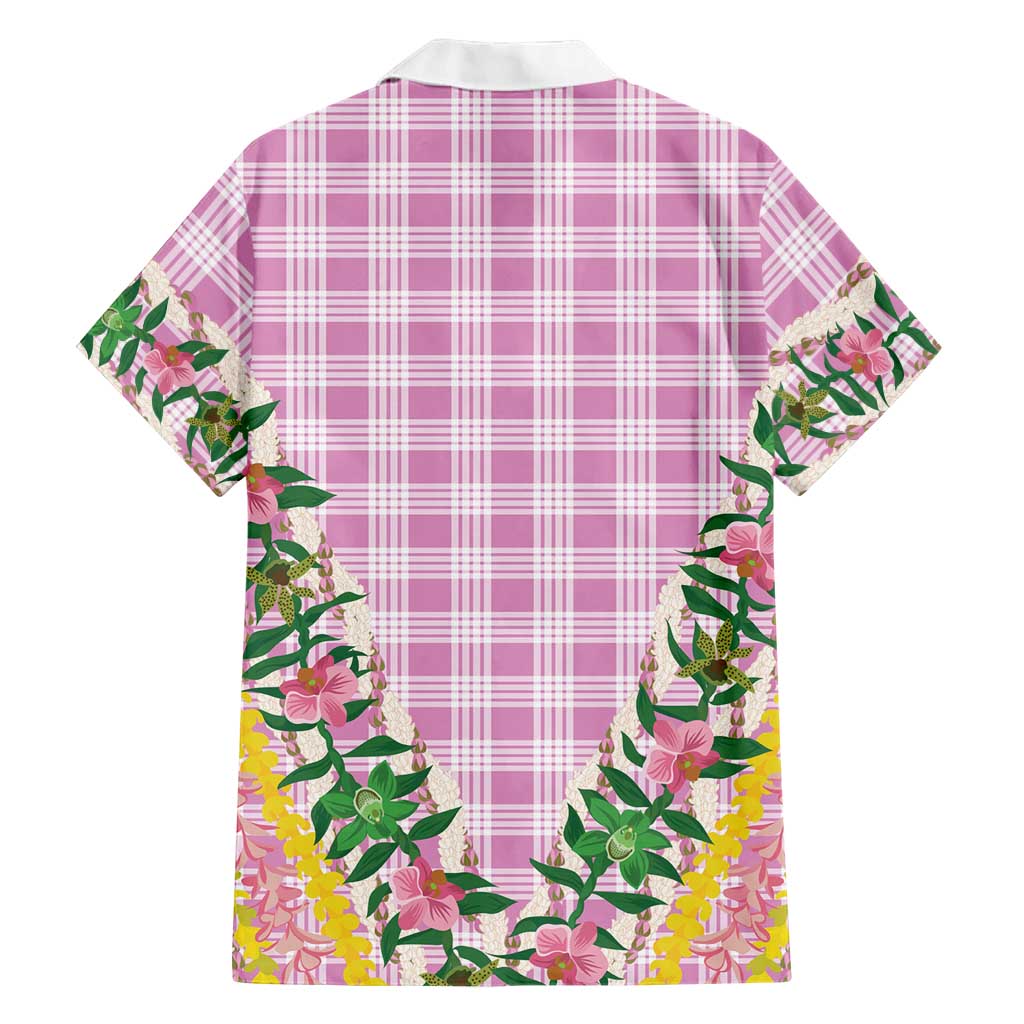 Hawaii Pikake Lokelani Plumeria Lei Family Matching Mermaid Dress and Hawaiian Shirt Pink Palaka Motifs LT05 - Polynesian Pride