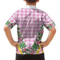 Hawaii Pikake Lokelani Plumeria Lei Family Matching Summer Maxi Dress and Hawaiian Shirt Pink Palaka Motifs LT05 - Polynesian Pride