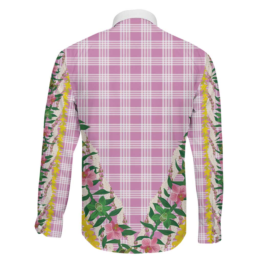 Hawaii Pikake Lokelani Plumeria Lei Family Matching Tank Maxi Dress and Hawaiian Shirt Pink Palaka Motifs LT05 - Polynesian Pride