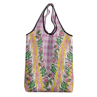 Hawaii Pikake Lokelani Plumeria Lei Grocery Bag Pink Palaka Motifs