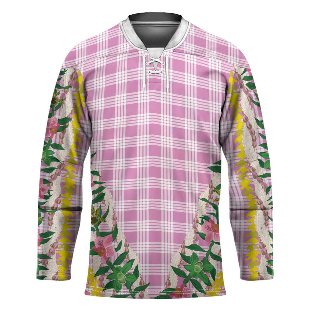 Hawaii Pikake Lokelani Plumeria Lei Hockey Jersey Pink Palaka Motifs