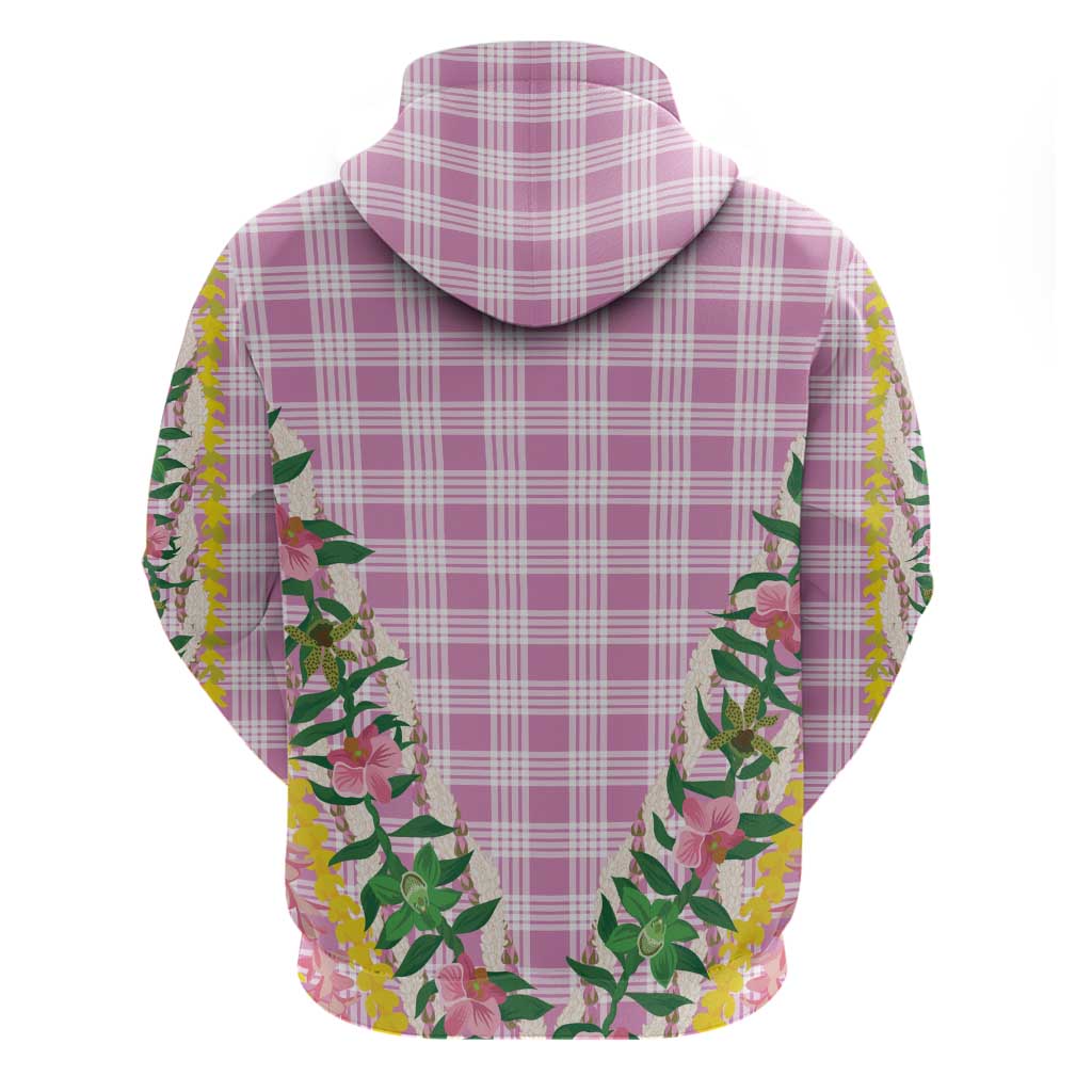 Hawaii Pikake Lokelani Plumeria Lei Hoodie Pink Palaka Motifs