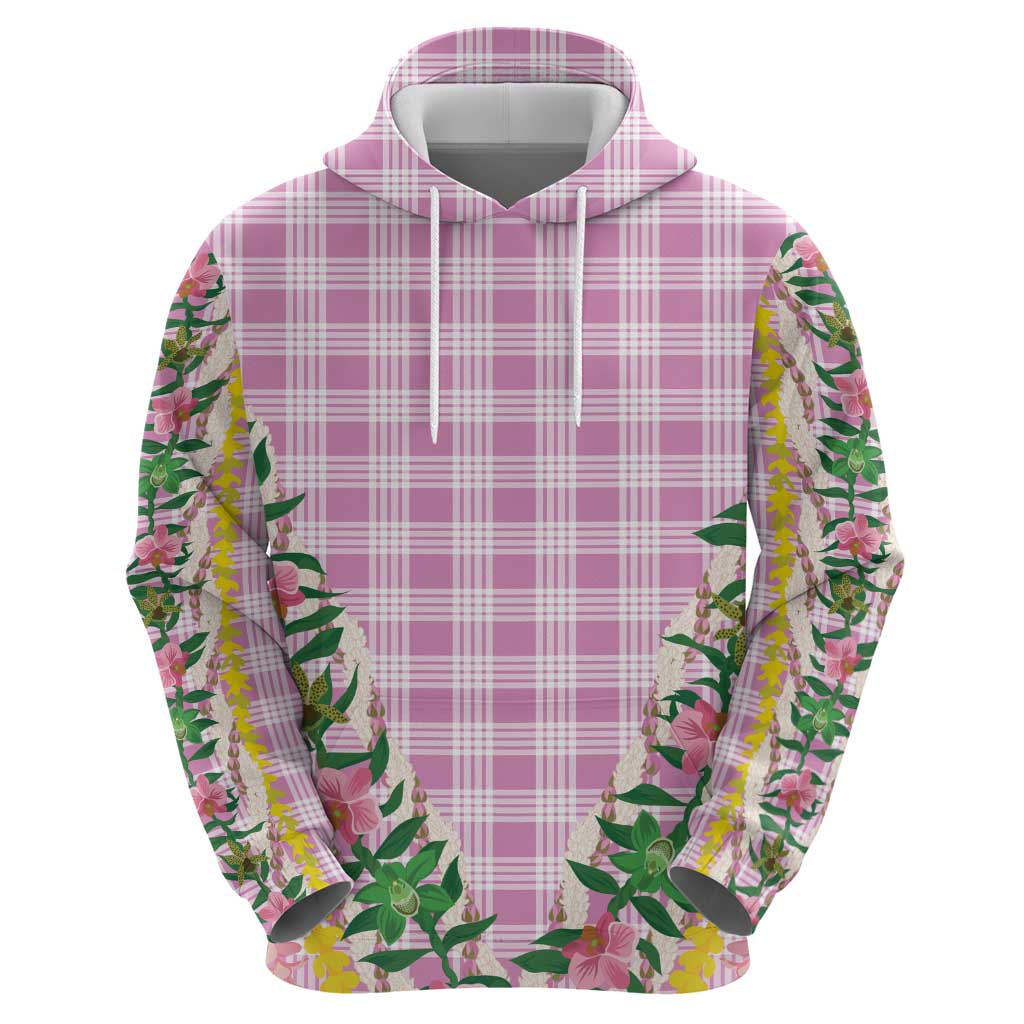 Hawaii Pikake Lokelani Plumeria Lei Hoodie Pink Palaka Motifs