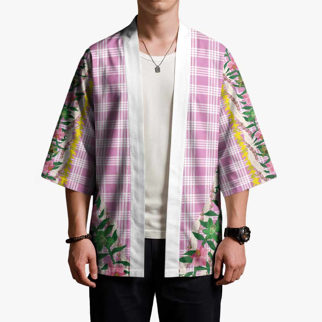 Hawaii Pikake Lokelani Plumeria Lei Kimono Pink Palaka Motifs