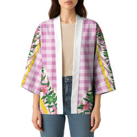 Hawaii Pikake Lokelani Plumeria Lei Kimono Pink Palaka Motifs