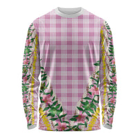 Hawaii Pikake Lokelani Plumeria Lei Long Sleeve Shirt Pink Palaka Motifs