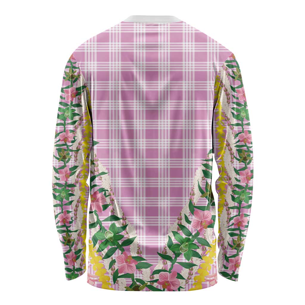 Hawaii Pikake Lokelani Plumeria Lei Long Sleeve Shirt Pink Palaka Motifs