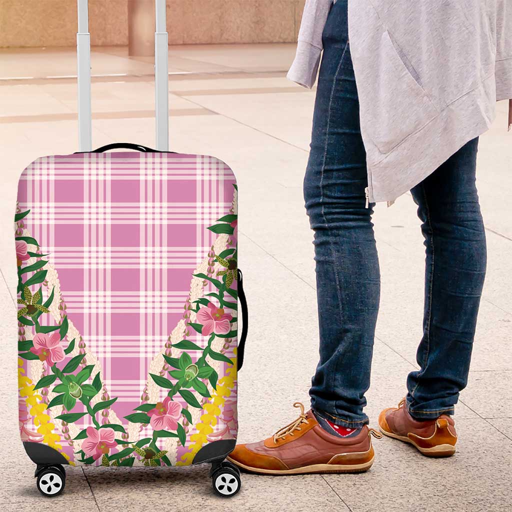 Hawaii Pikake Lokelani Plumeria Lei Luggage Cover Pink Palaka Motifs