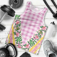 Hawaii Pikake Lokelani Plumeria Lei Men Tank Top Pink Palaka Motifs