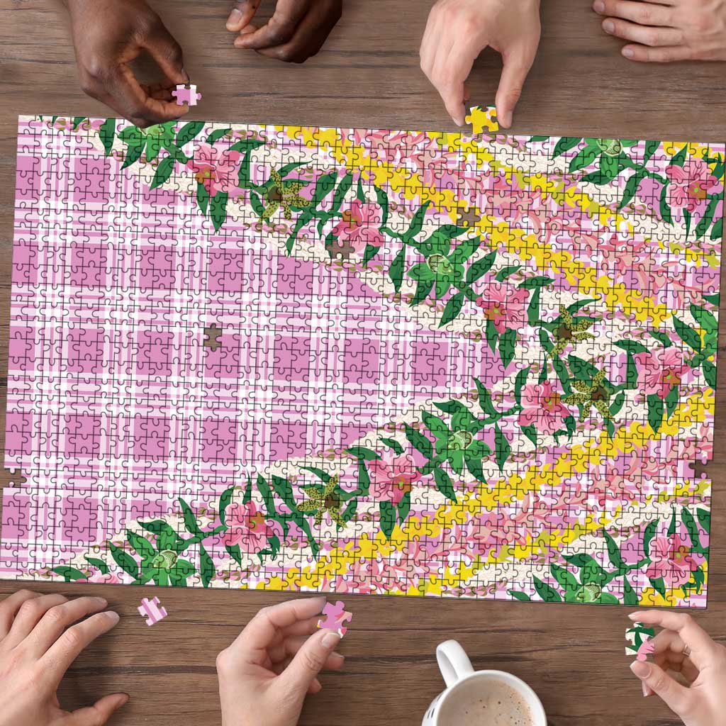 Hawaii Pikake Lokelani Plumeria Lei Puzzle Pink Palaka Motifs