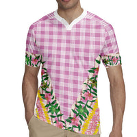 Hawaii Pikake Lokelani Plumeria Lei Rugby Jersey Pink Palaka Motifs