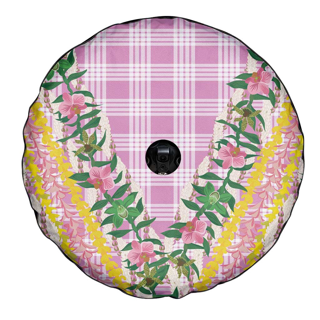 Hawaii Pikake Lokelani Plumeria Lei Spare Tire Cover Pink Palaka Motifs