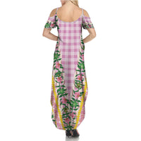Hawaii Pikake Lokelani Plumeria Lei Summer Maxi Dress Pink Palaka Motifs