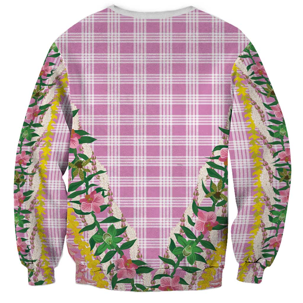 Hawaii Pikake Lokelani Plumeria Lei Sweatshirt Pink Palaka Motifs