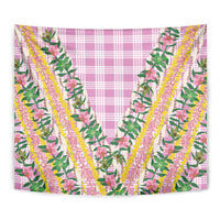 Hawaii Pikake Lokelani Plumeria Lei Tapestry Pink Palaka Motifs