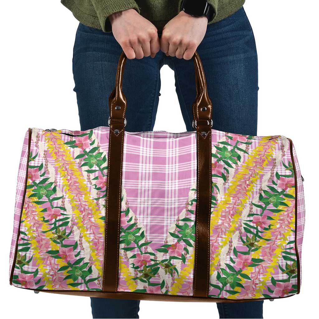 Hawaii Pikake Lokelani Plumeria Lei Travel Bag Pink Palaka Motifs
