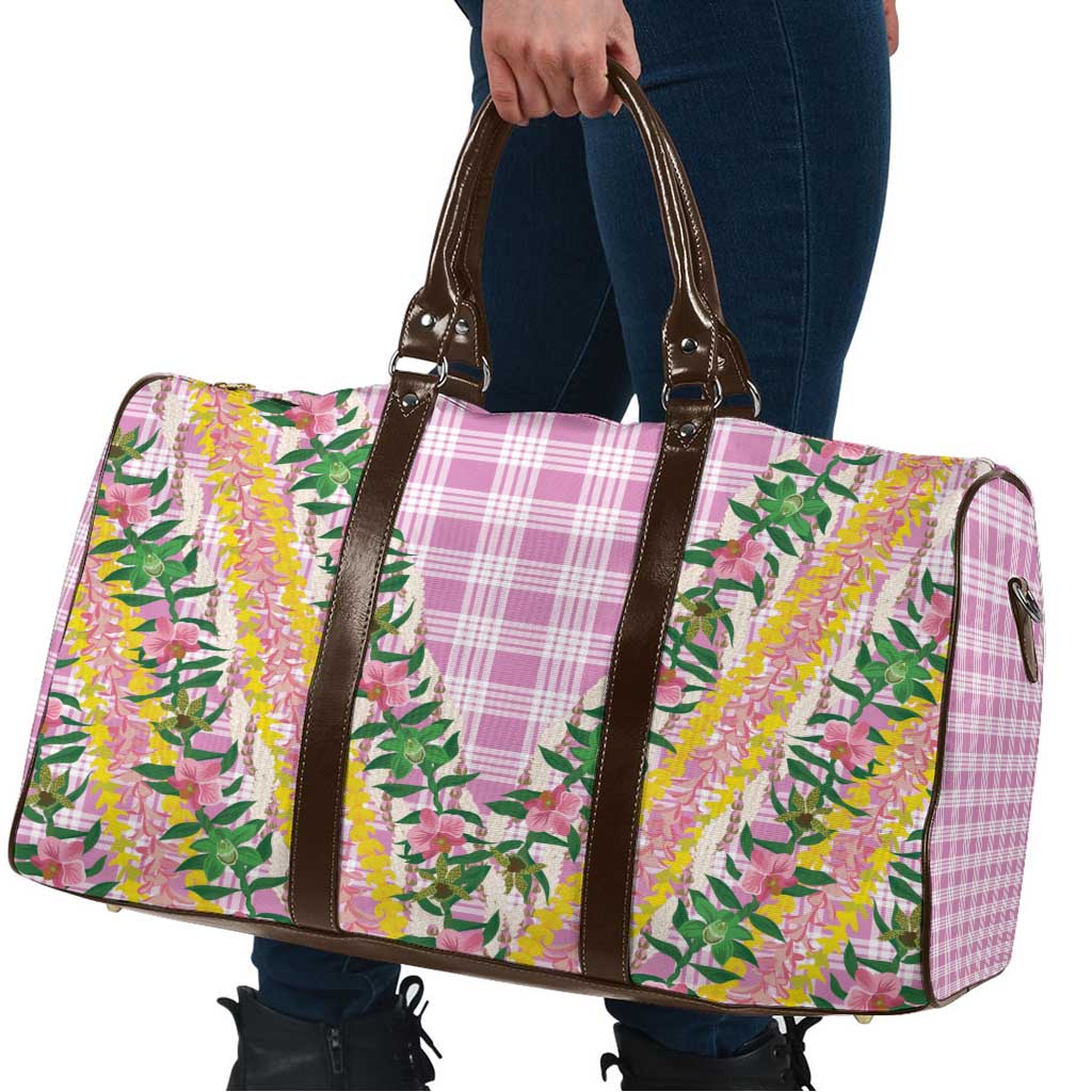 Hawaii Pikake Lokelani Plumeria Lei Travel Bag Pink Palaka Motifs