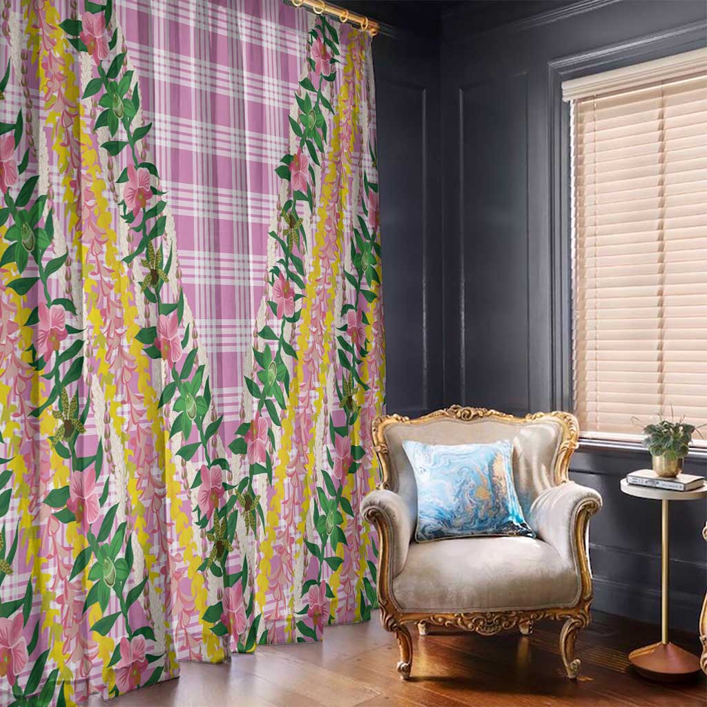 Hawaii Pikake Lokelani Plumeria Lei Window Curtain Pink Palaka Motifs