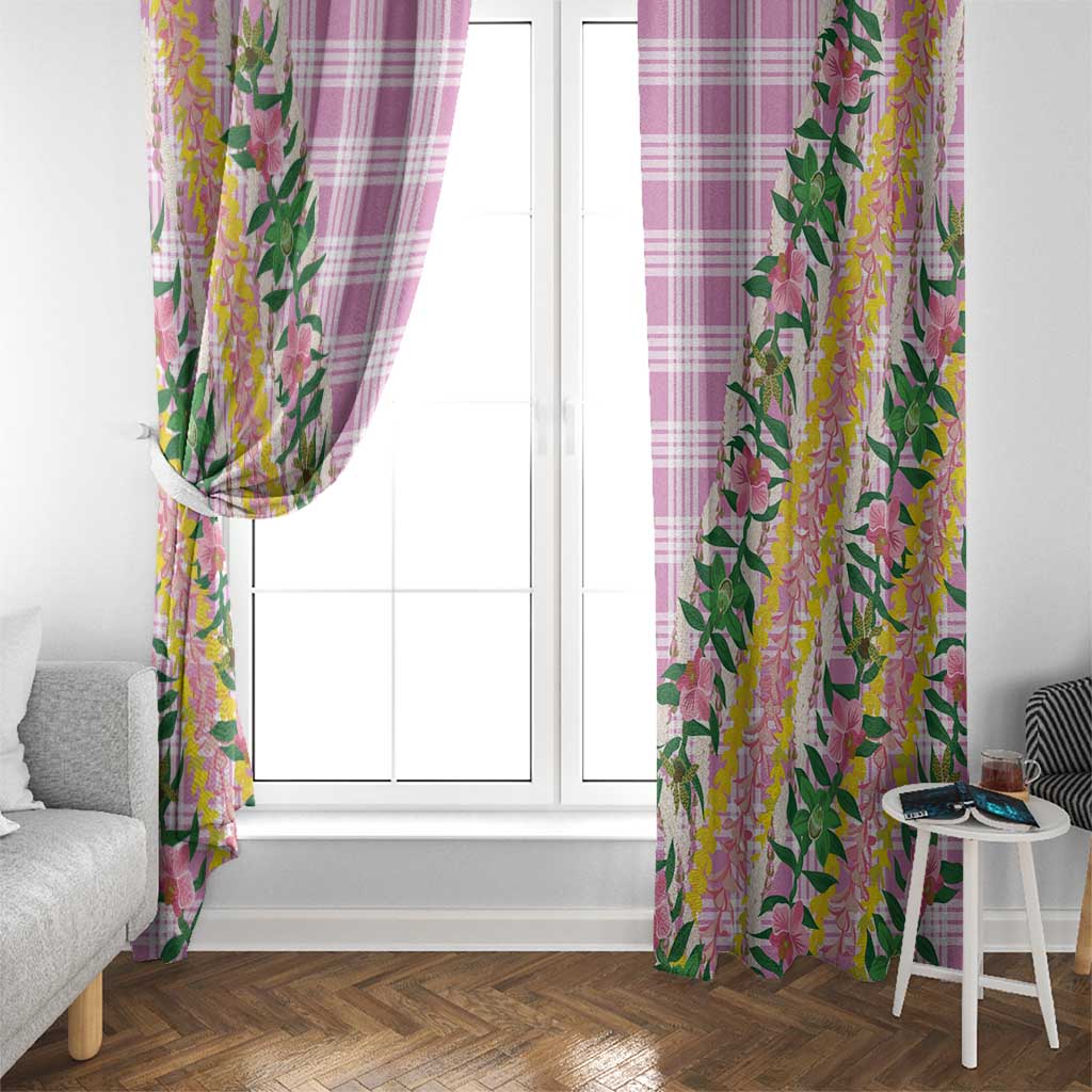 Hawaii Pikake Lokelani Plumeria Lei Window Curtain Pink Palaka Motifs
