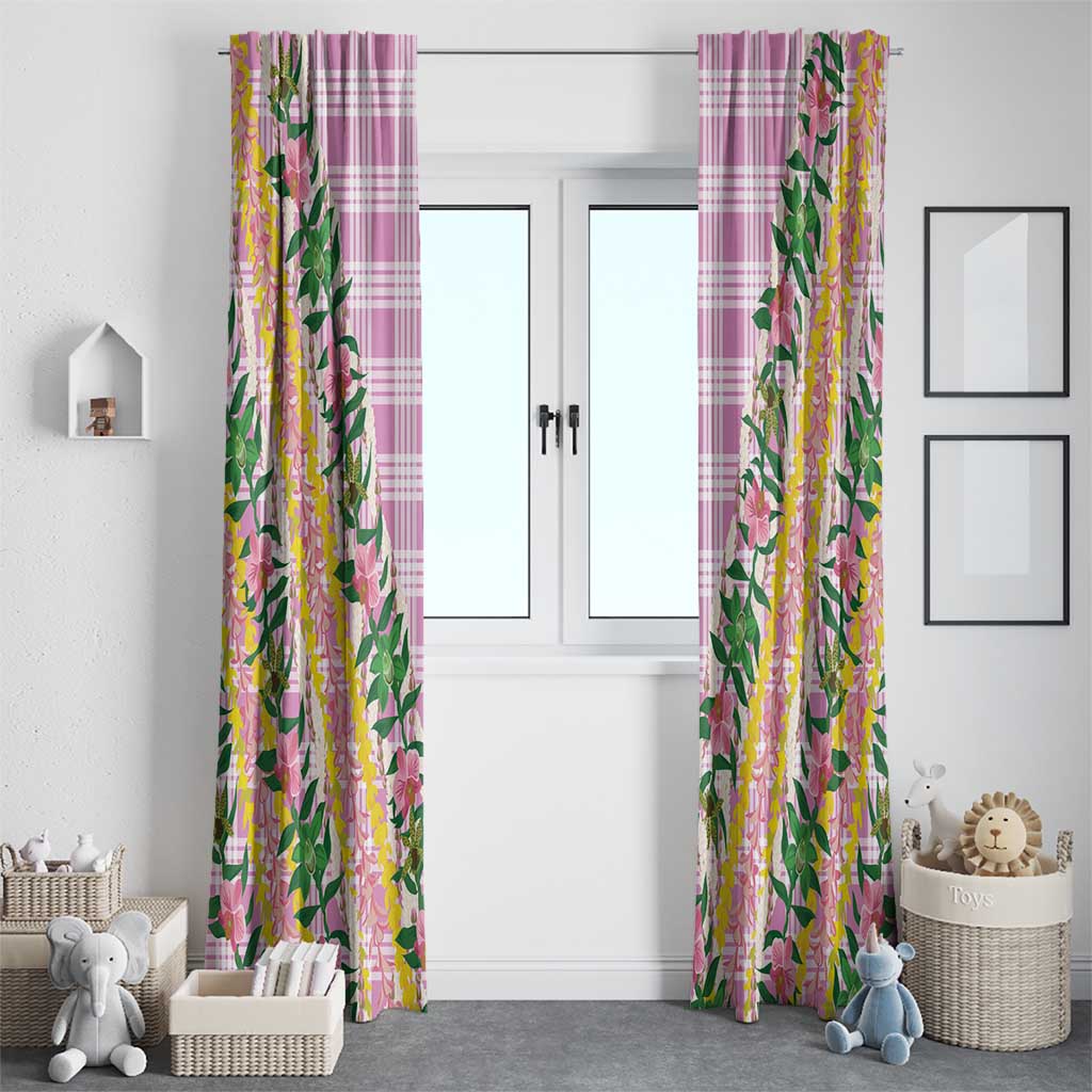 Hawaii Pikake Lokelani Plumeria Lei Window Curtain Pink Palaka Motifs