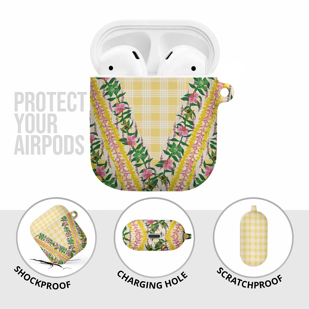 Hawaii Pikake Lokelani Plumeria Lei AirPods Case Yellow Palaka Motifs