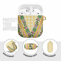 Hawaii Pikake Lokelani Plumeria Lei AirPods Case Yellow Palaka Motifs