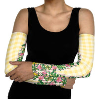 Hawaii Pikake Lokelani Plumeria Lei Arm Sleeves Yellow Palaka Motifs