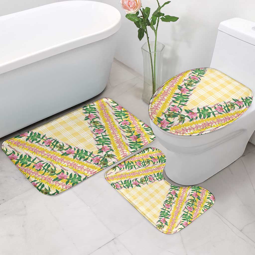 Hawaii Pikake Lokelani Plumeria Lei Bathroom Set Yellow Palaka Motifs