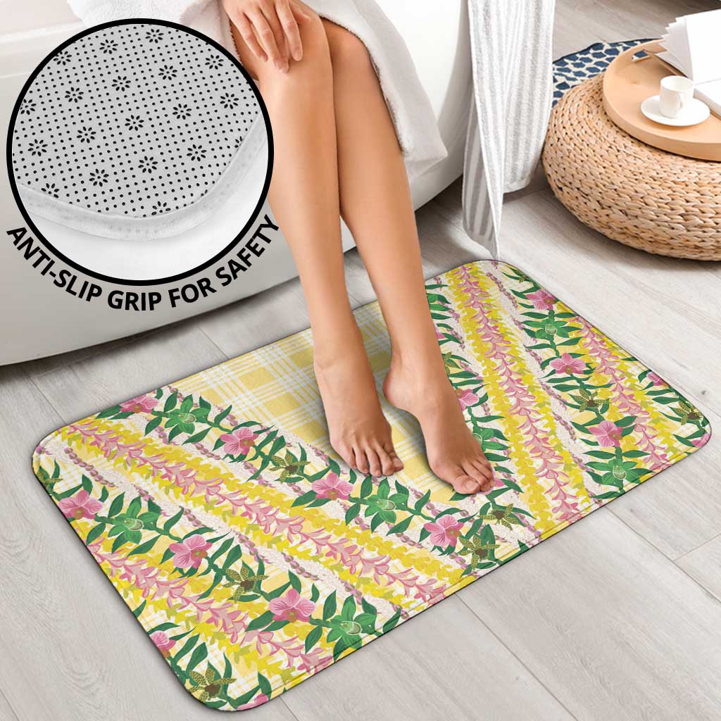 Hawaii Pikake Lokelani Plumeria Lei Bathroom Set Yellow Palaka Motifs