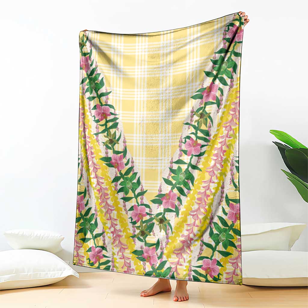 Hawaii Pikake Lokelani Plumeria Lei Blanket Yellow Palaka Motifs