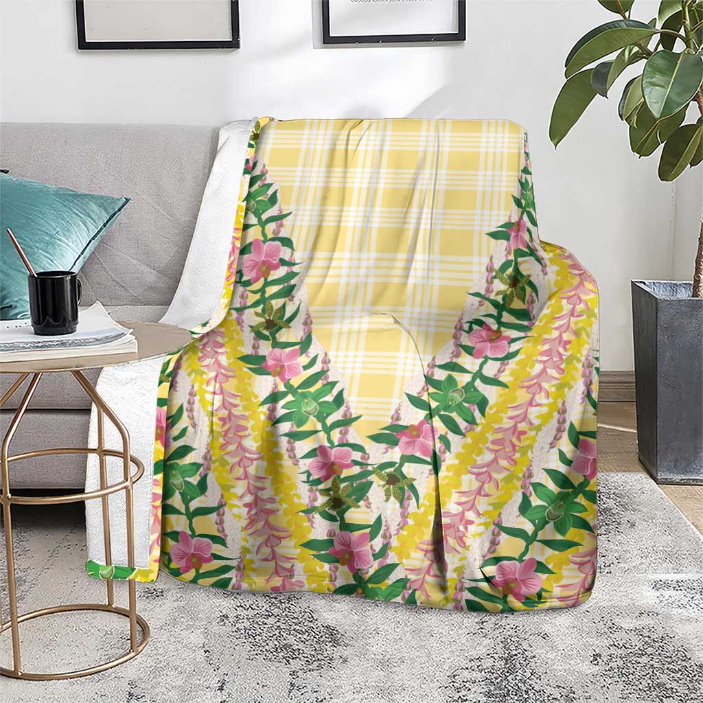Hawaii Pikake Lokelani Plumeria Lei Blanket Yellow Palaka Motifs
