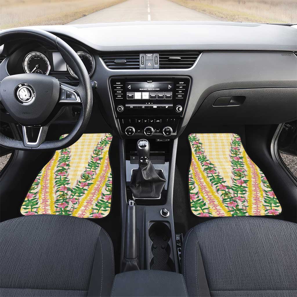 Hawaii Pikake Lokelani Plumeria Lei Car Mats Yellow Palaka Motifs
