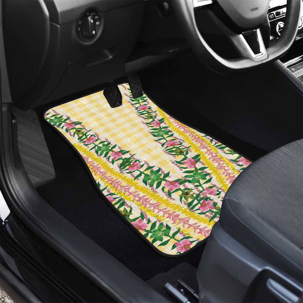 Hawaii Pikake Lokelani Plumeria Lei Car Mats Yellow Palaka Motifs