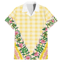 Hawaii Pikake Lokelani Plumeria Lei Family Matching Mermaid Dress and Hawaiian Shirt Yellow Palaka Motifs LT05 Dad's Shirt - Short Sleeve Yellow - Polynesian Pride