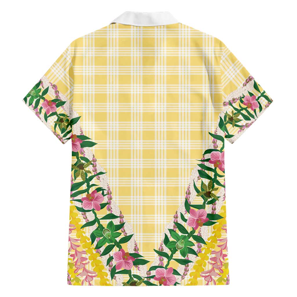 Hawaii Pikake Lokelani Plumeria Lei Family Matching Mermaid Dress and Hawaiian Shirt Yellow Palaka Motifs LT05 - Polynesian Pride
