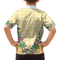 Hawaii Pikake Lokelani Plumeria Lei Family Matching Puletasi and Hawaiian Shirt Yellow Palaka Motifs LT05 - Polynesian Pride