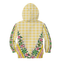 Hawaii Pikake Lokelani Plumeria Lei Kid Hoodie Yellow Palaka Motifs