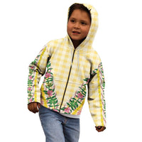 Hawaii Pikake Lokelani Plumeria Lei Kid Hoodie Yellow Palaka Motifs